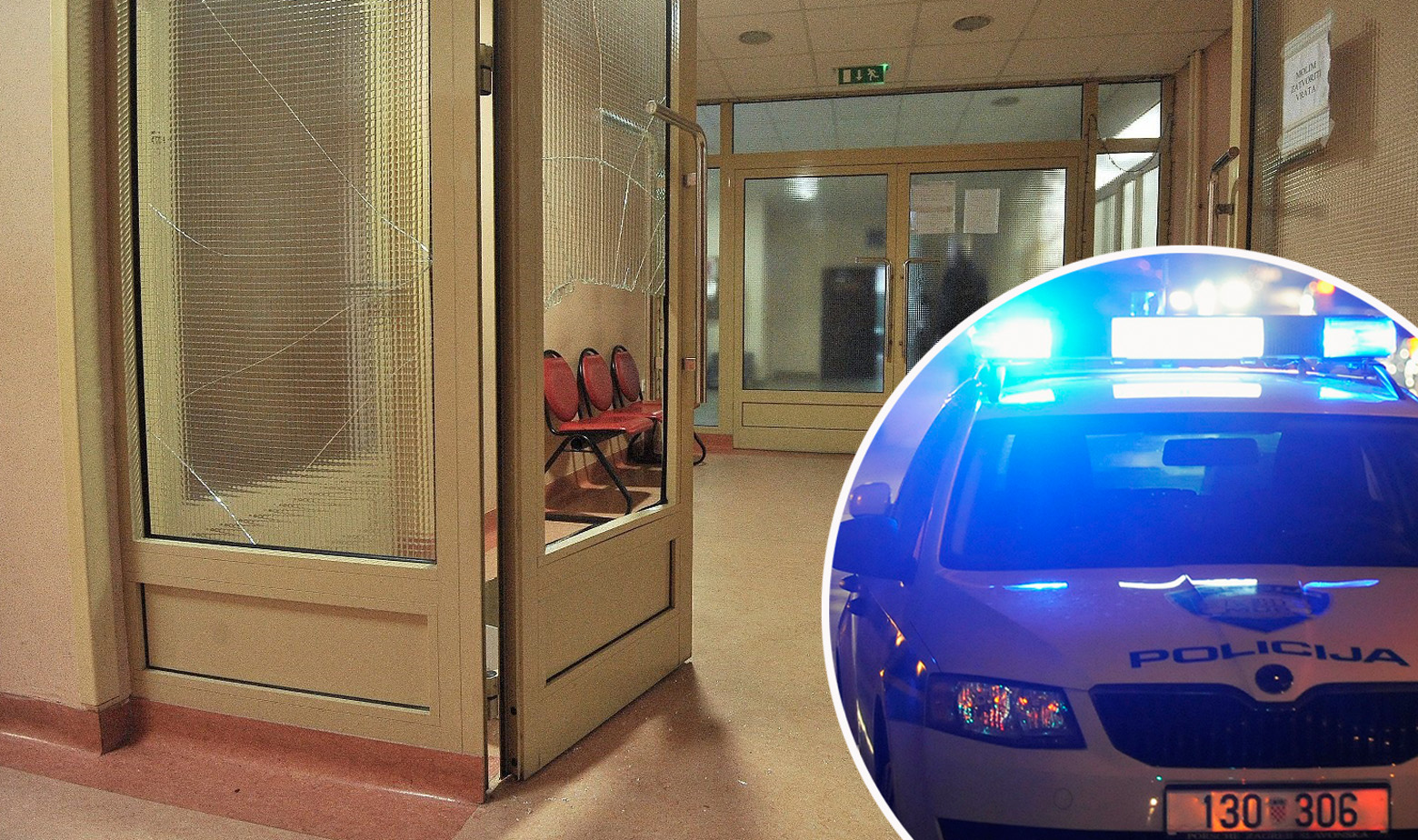 Razbijeno staklo u bolnici Jordanovac i policijski auto