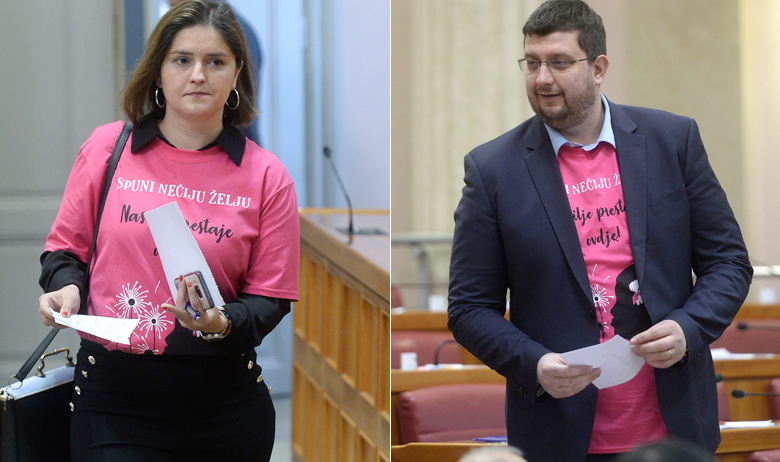 Marija Puh i Stjepan Ćuraj u ružičastim majicama