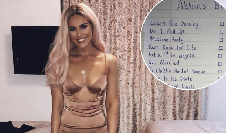 Abbie Colvin; u krugu: njezin popis želja