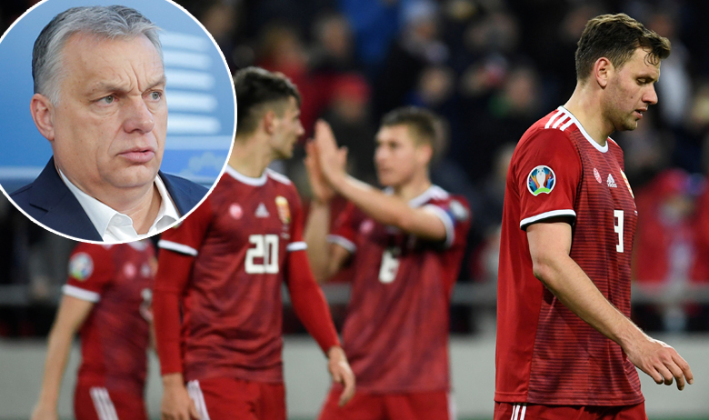 Mađarska nogometna reprezentacija; u krugu: Viktor Orban, mađarski premijer