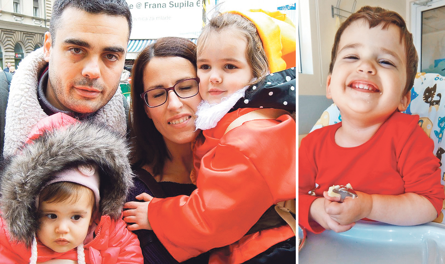 Marin, Mila, Sanja i Petra Rončević na većoj fotografiji, Mila Rončević na manjoj