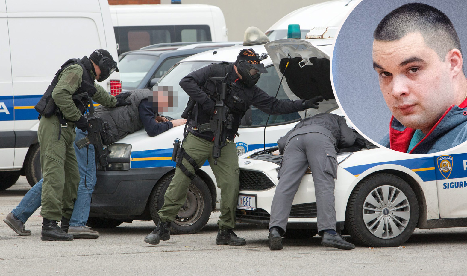 Ilustracija uhićenja i Jozo Čabraja u krugu