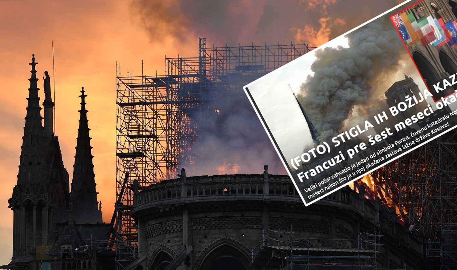 Notre-Dame u plamenu i naslovnica Informera sa strane