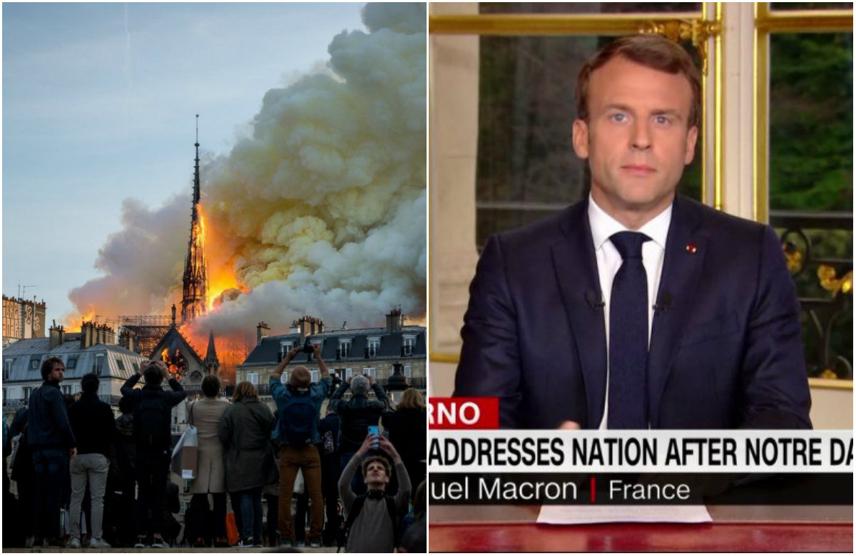 Požar u Notre-Dameu, Emmanuel Macron