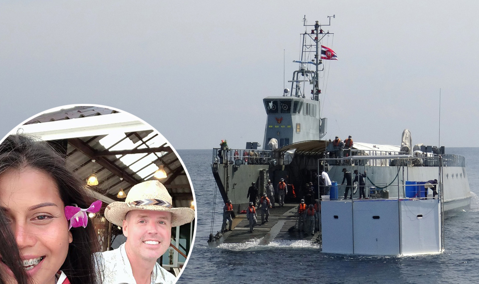 Chad Elwartowski, Nadia Supranee Thepdet i brod tajlandske mornarice koji tegli njihov morski dom