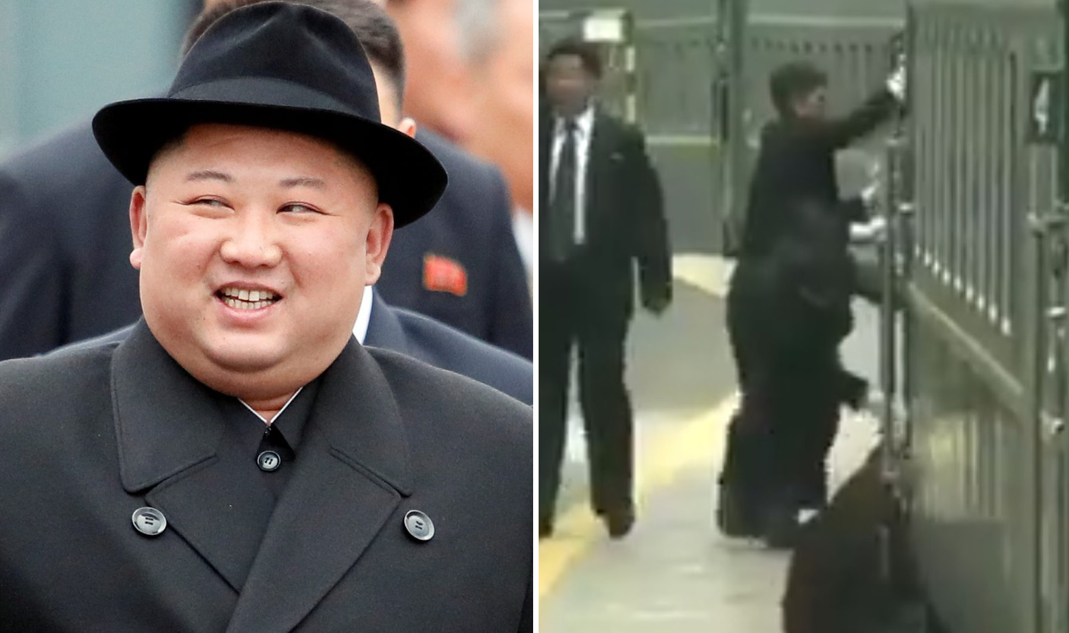Kim Jong-un i njegovi tjelohranitelji koji brišu vlak prije nego se zaustavlja na stanici