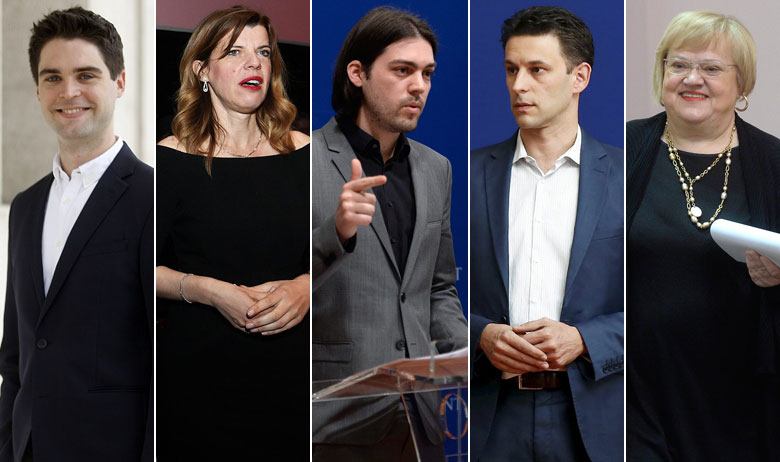 Karlo Ressler (HDZ), Biljana Borzan (SDP), Ivan Vilibor Sinčić (Živi zid), Božo Petrov (Most) i Anka Mrak Taritaš (Amsterdamska koalicija)