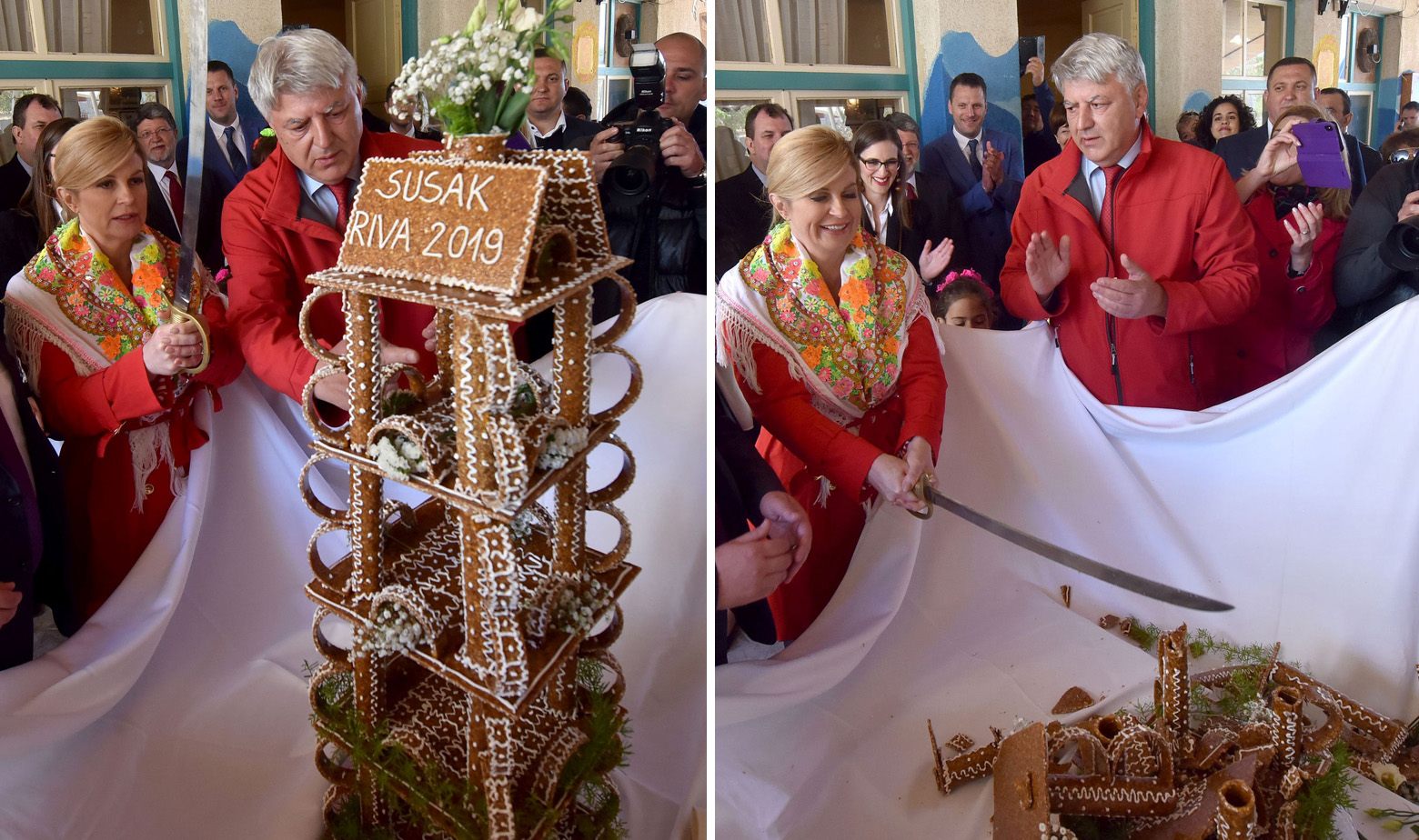 Predsjednica Kolinda Grabar Kitarović sabljom je presjekla slatki lošinjski krokant