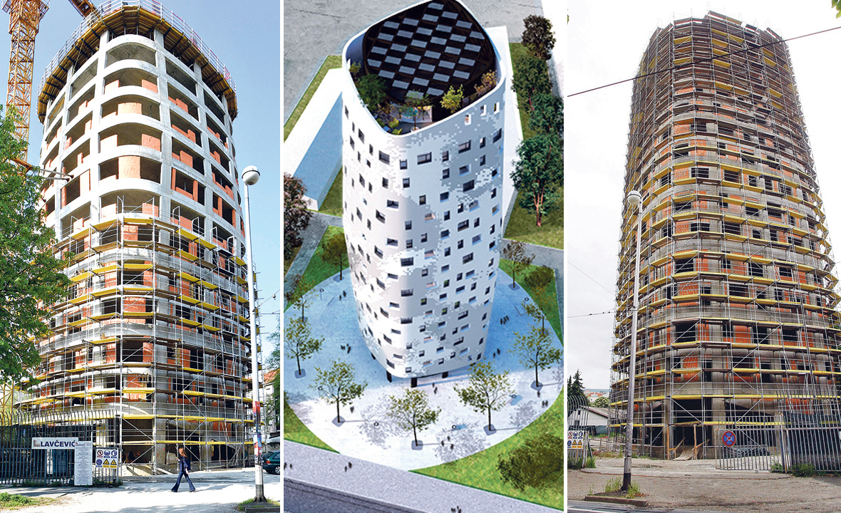 Gradnja hotela u travnju 2018. (lijevo) i u svibnju 2019. (desno)