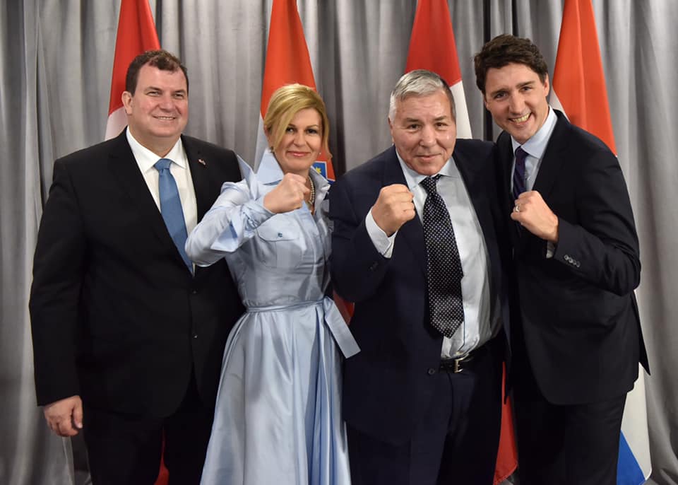 Jakov Kitarović, Kolinda Grabar-Kitarović, George Čuvalo i Justin Trudeau