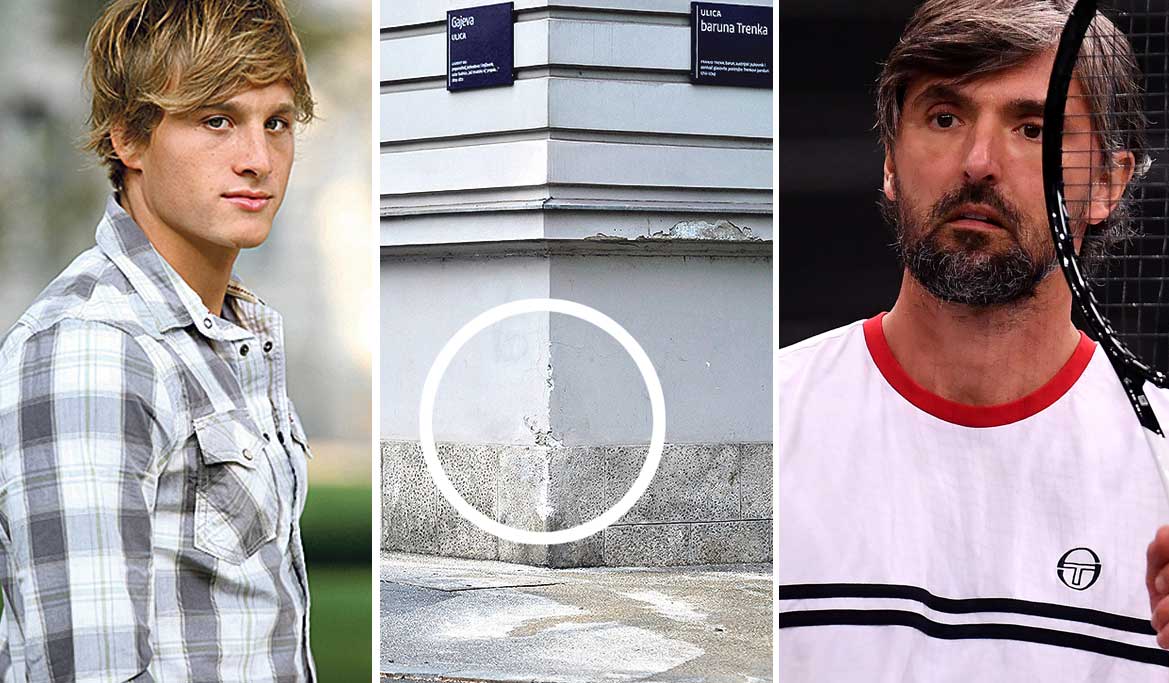 Vlaho Arbulić (lijevo), mjesto na koje je udario automobil (u sredini) i Goran Ivanišević (desno)