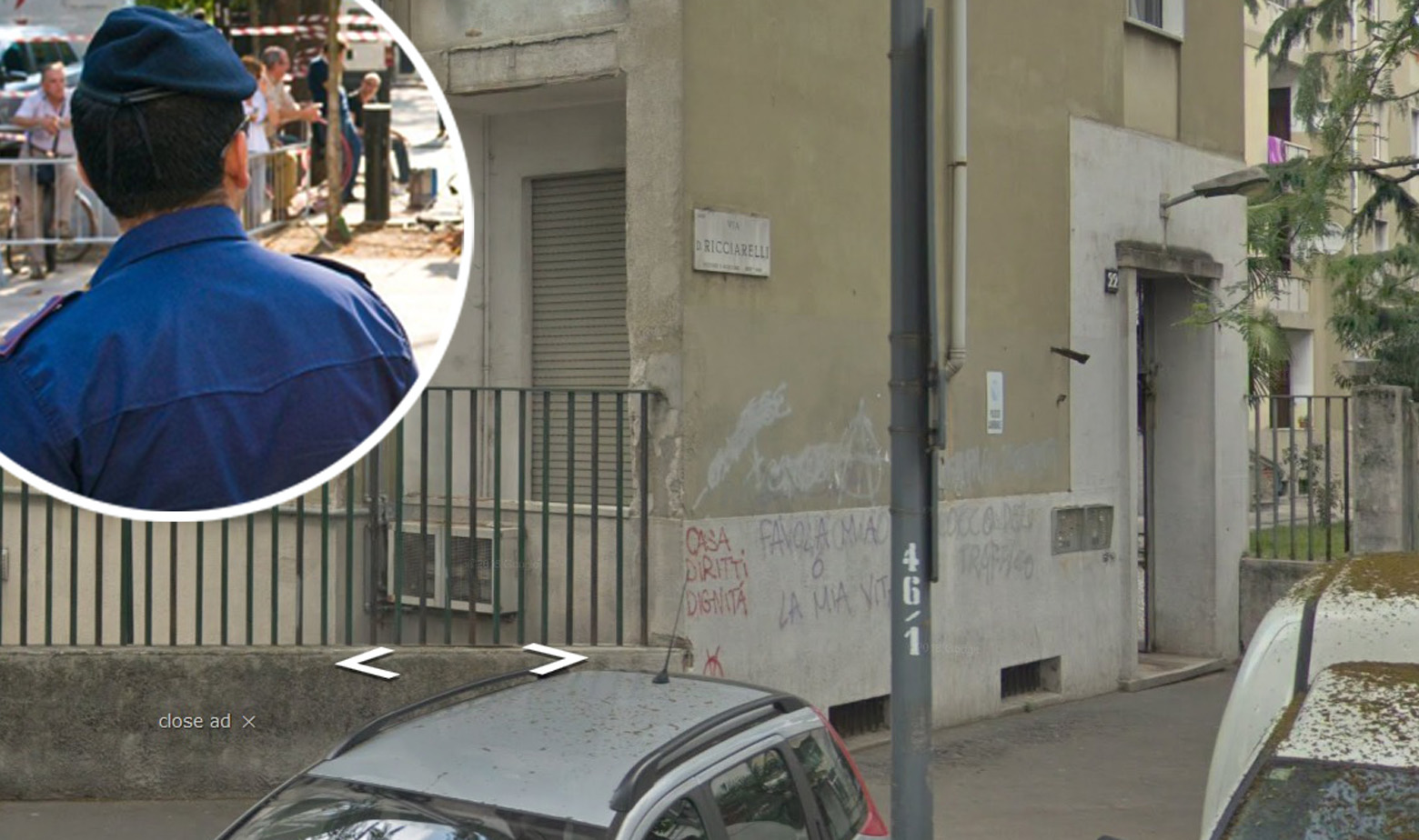 Adresa na kojoj se dogodio zločin i ilustracija policajca