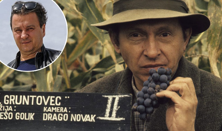 Martin Sagner na snimanju Gruntovčana; u krugu: Boris Svrtan