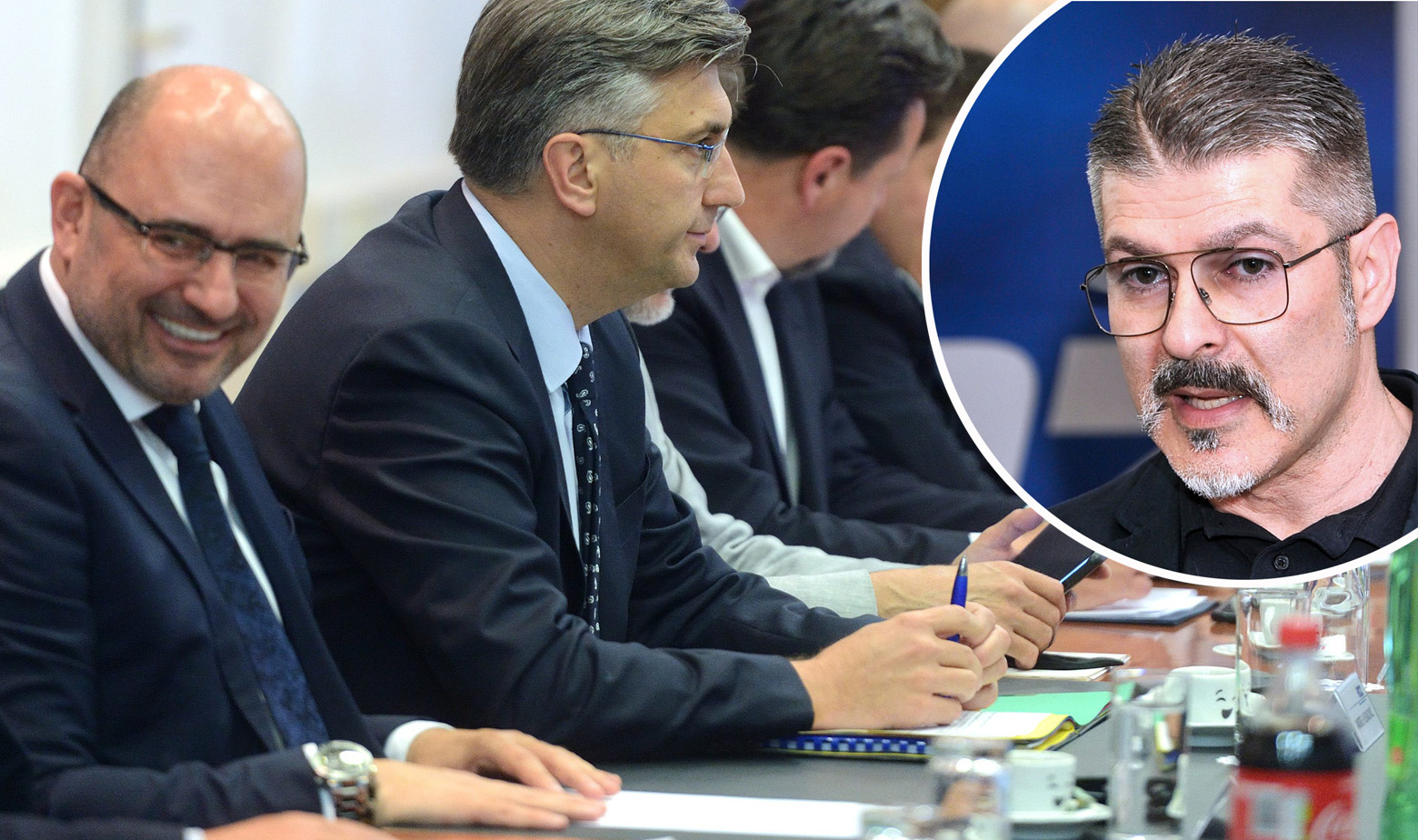 Milijan Brkić, Andrej Plenković i Robert Kopal u krugu