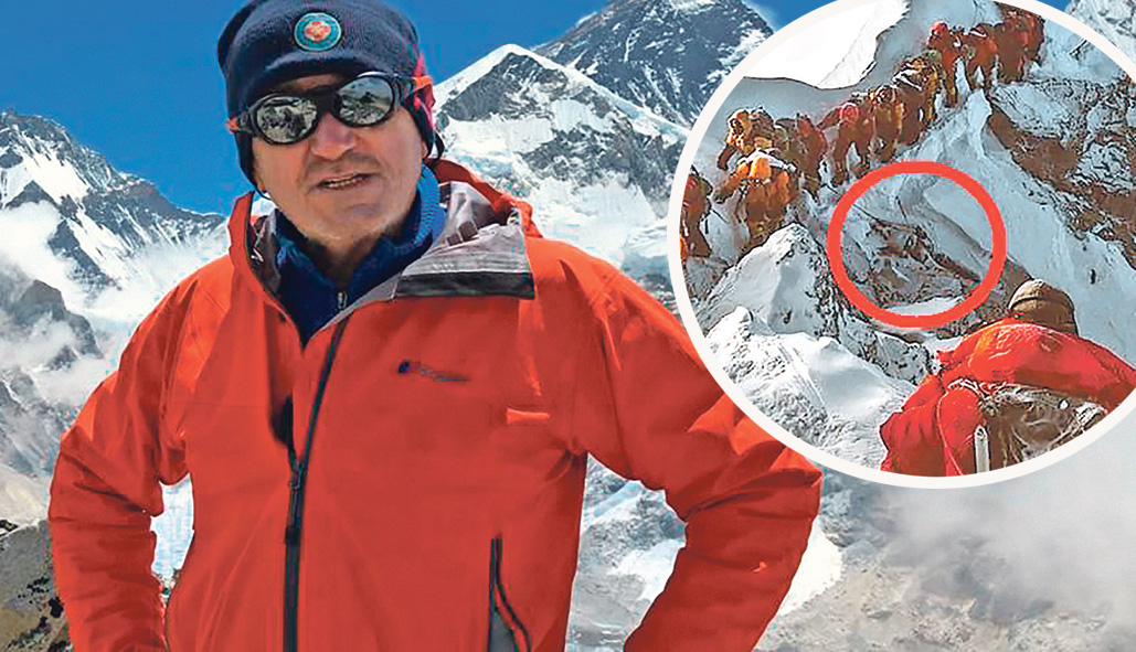 Stipe Božić (lijevo), uznemirujuća fotografija s uspona na Mt. Everest prije nekoliko dana (u krugu)