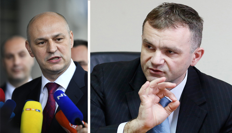 Bivši sudac i izabrani zastupnik u Europskom parlamentu Mislav Kolakušić i predsjednik zagrebačkog Trgovačkog suda Nino Radić 