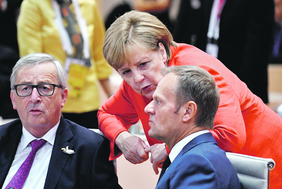 Jean-Claude Juncker, Angela Merkel i Donald Tusk