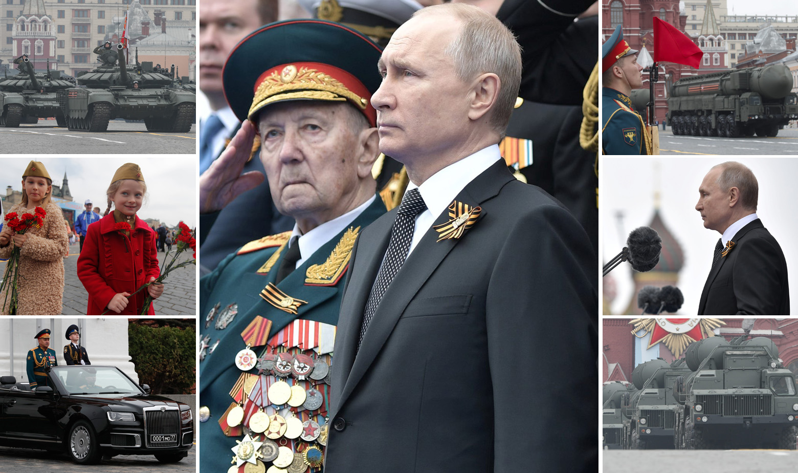 Vladimir Putin i scene s vojne parade za Dan pobjede