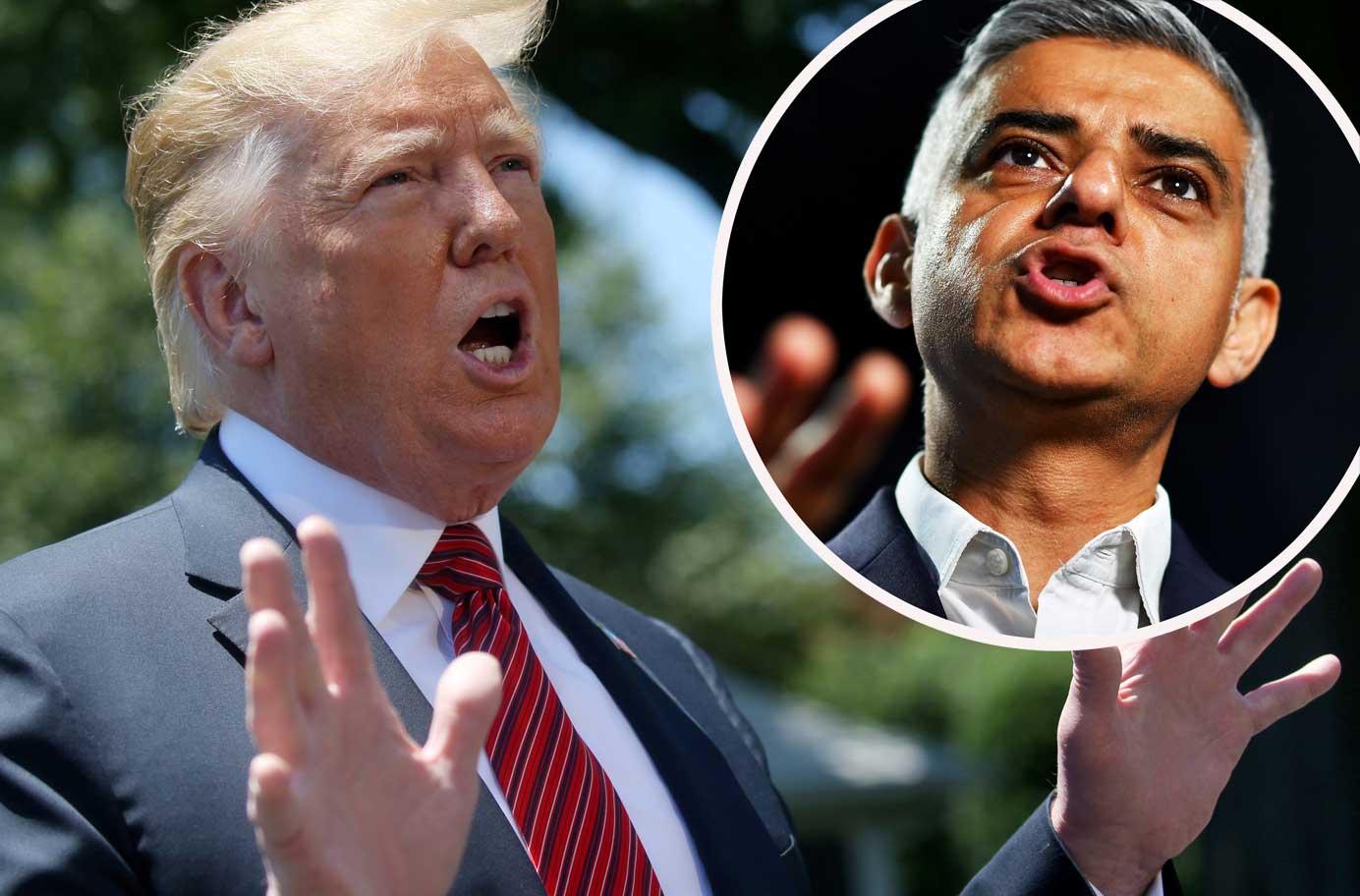 Donald Trump (lijevo) i Sadiq Khan (u krugu desno)