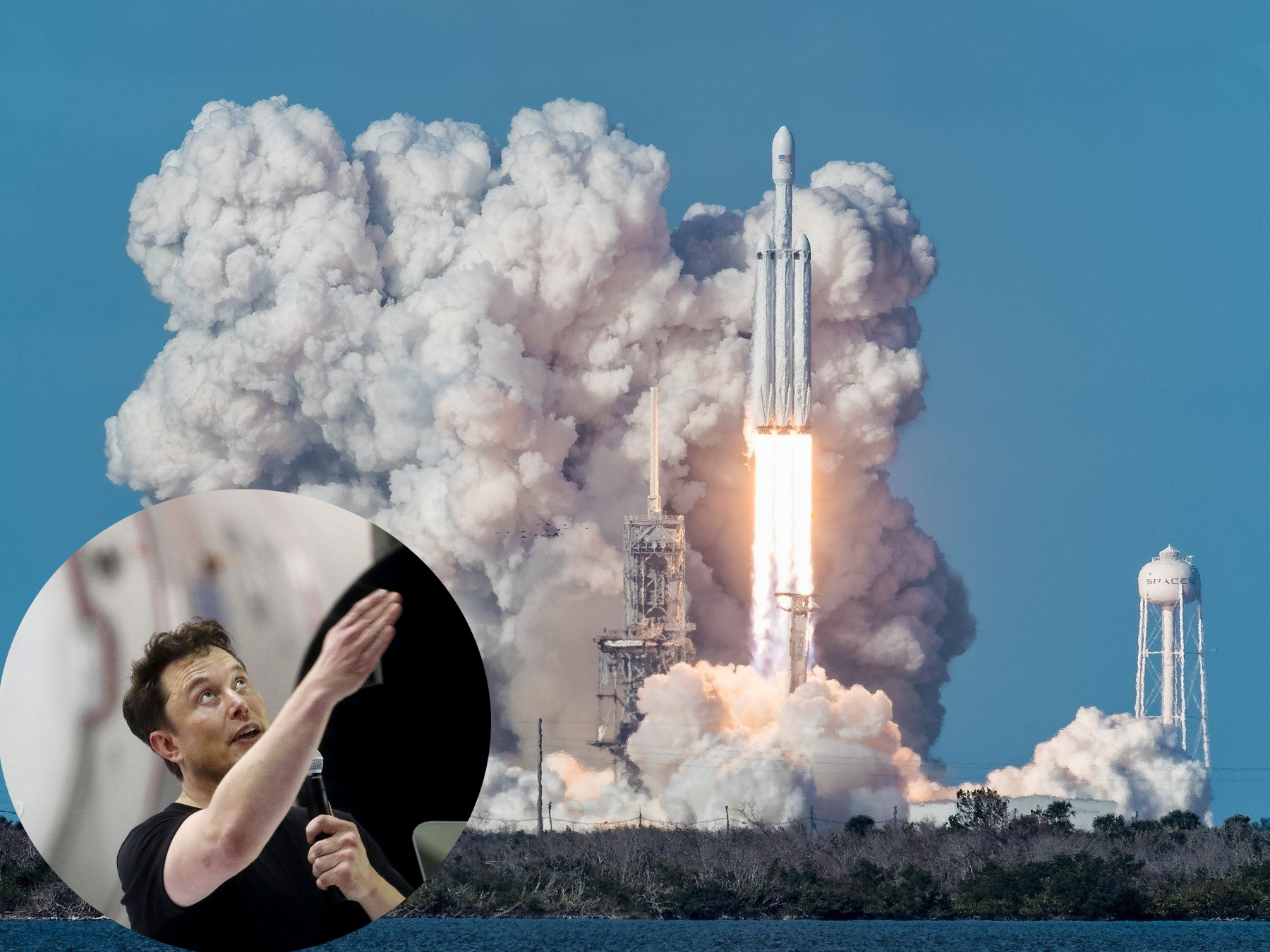 Elon Musk, SpaceX Falcon Heavy pri lansiranju