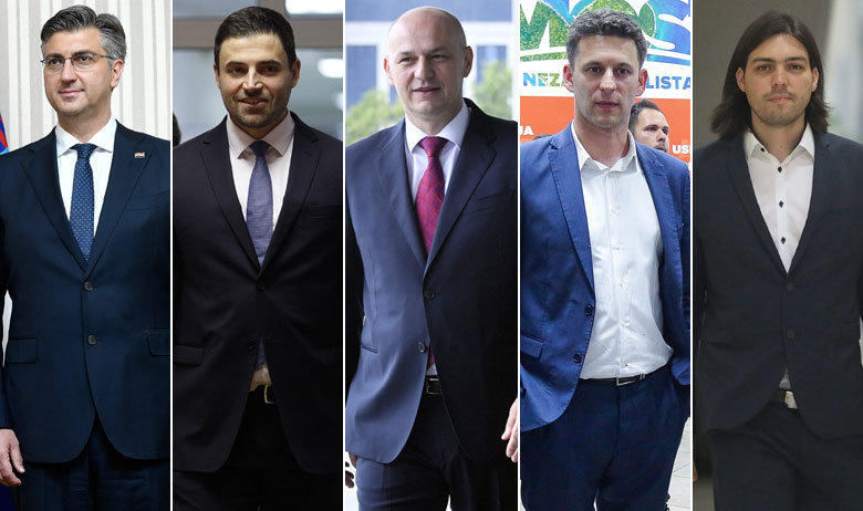 Andrej Plenković, Davor Bernardić, Mislav Kolakušić, Božo Petrov i Ivan Vilibor Sinčić