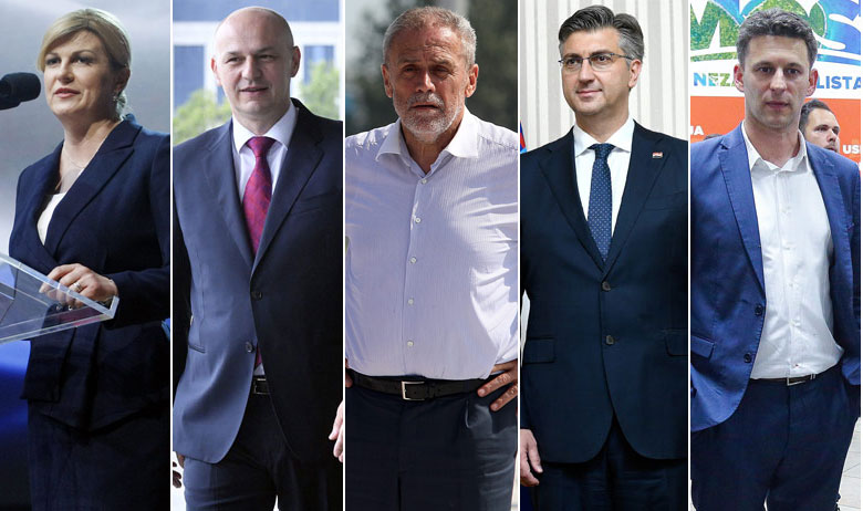 Kolinda Grabar-Kitarović, Mislav Kolakušić, Milan Bandić, Andrej Plenković, Božo Petrov
