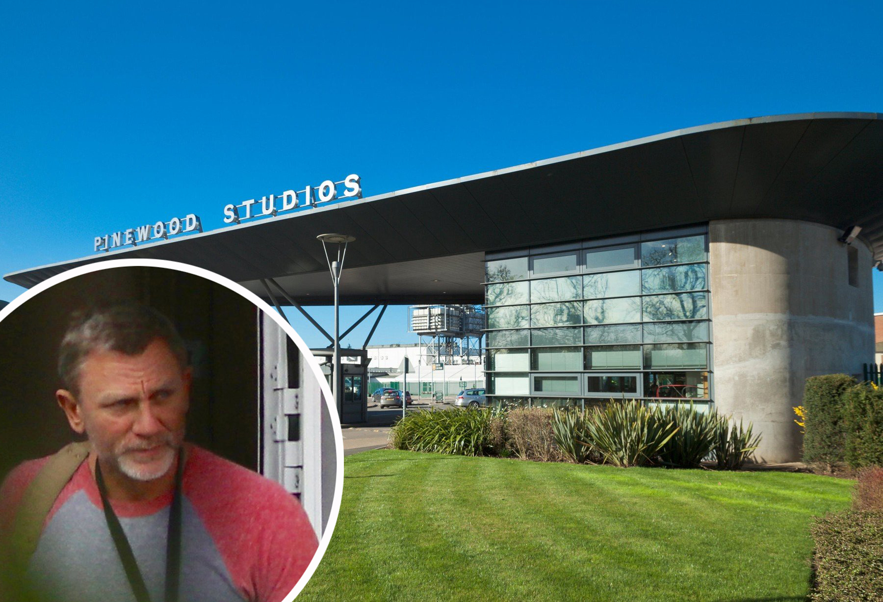 Pinewood Studios gdje se dogodila nesreća i Daniegl Craig (u krugu)