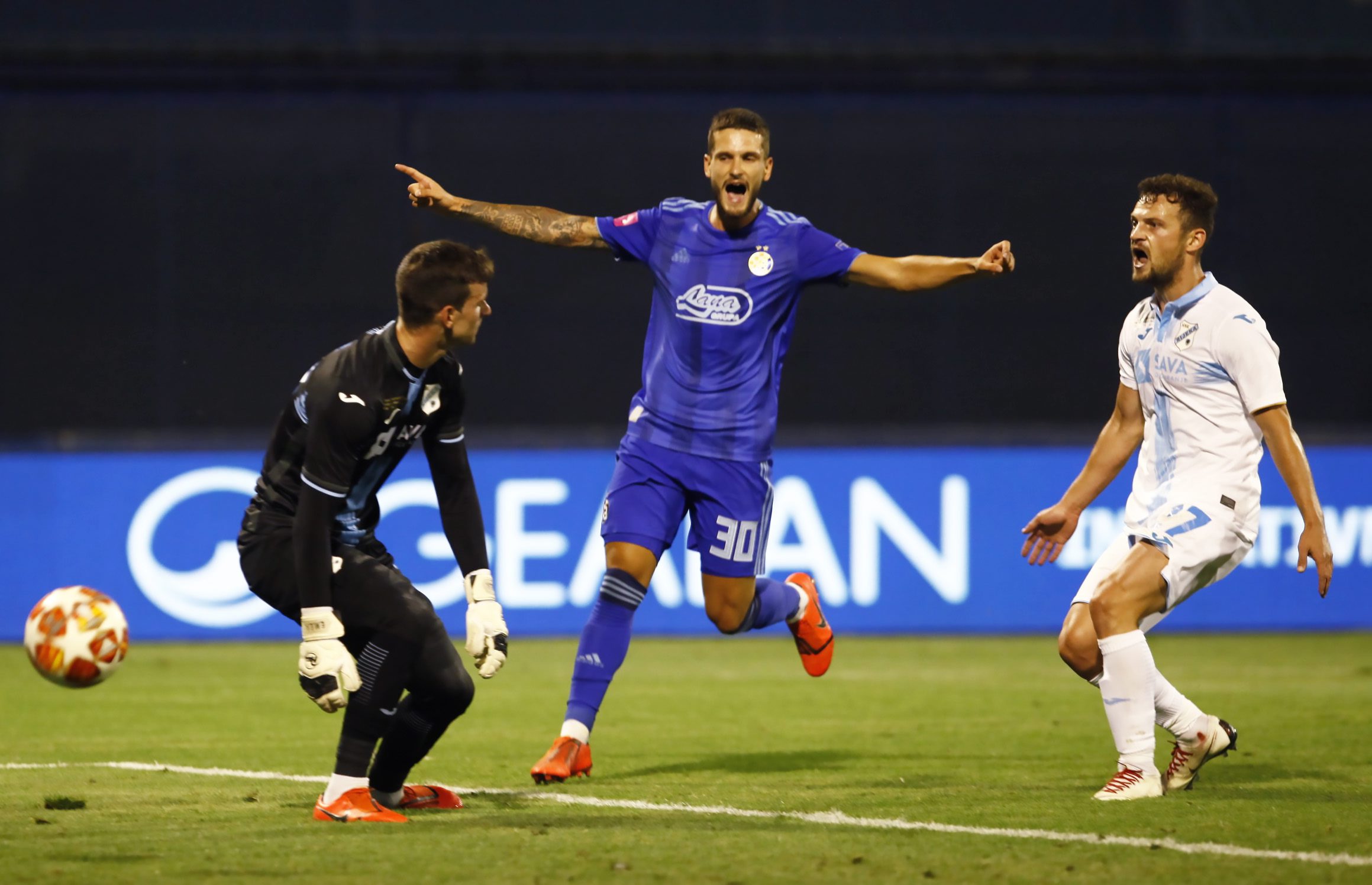 Stojanović slavi Tomečakov autogol, kasnije poništen zbog dvojbenog zaleđa