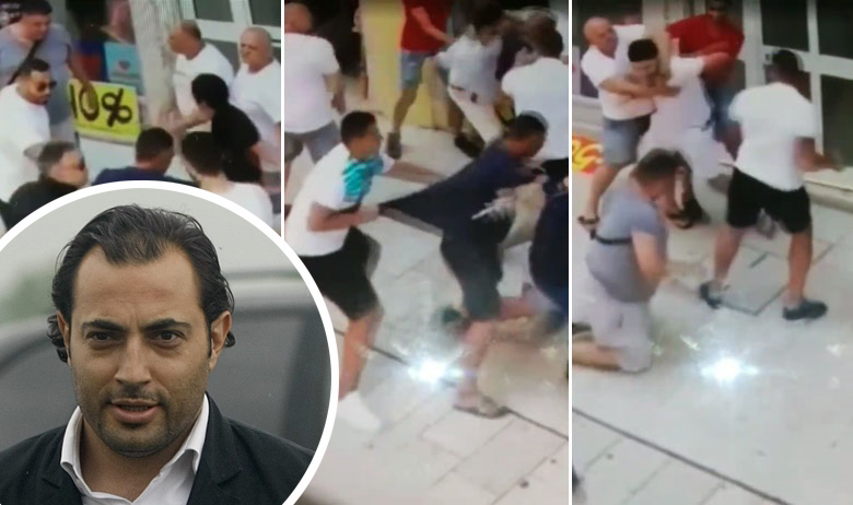 Pozadina: Scene tučnjave u Rovinju; U krugu: Hamdija Seferović