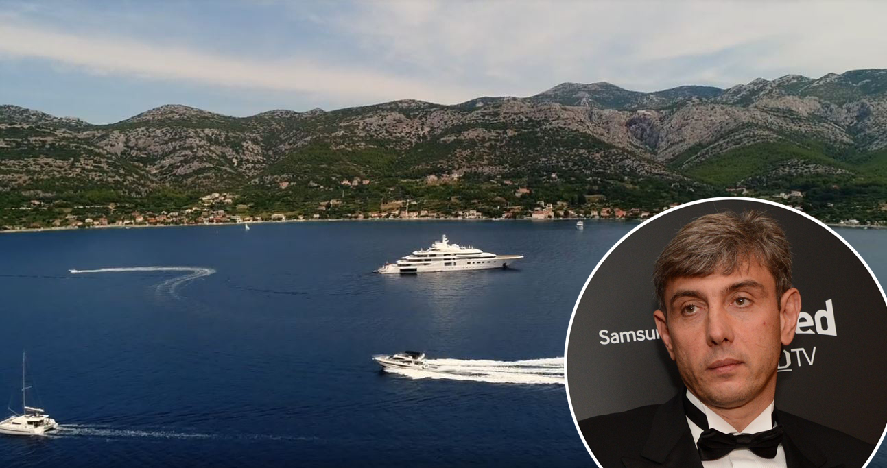 Pozadina: jahta Quantum Blue; u krugu: Sergej Galicki