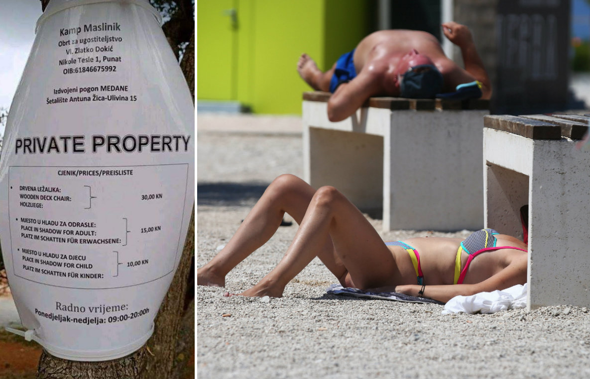 Cjenik s plaže na Krku i ilustracija