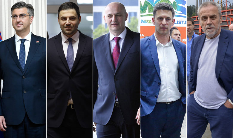 Andrej Plenković, Davor Bernardić, Mislav Kolakušić, Božo Petrov i Milan Bandić