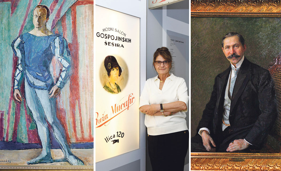 Baletan Nenad Lhotka (lijevo), Željka Kolveshi (u sredini) i portret Janka Holjca (desno)