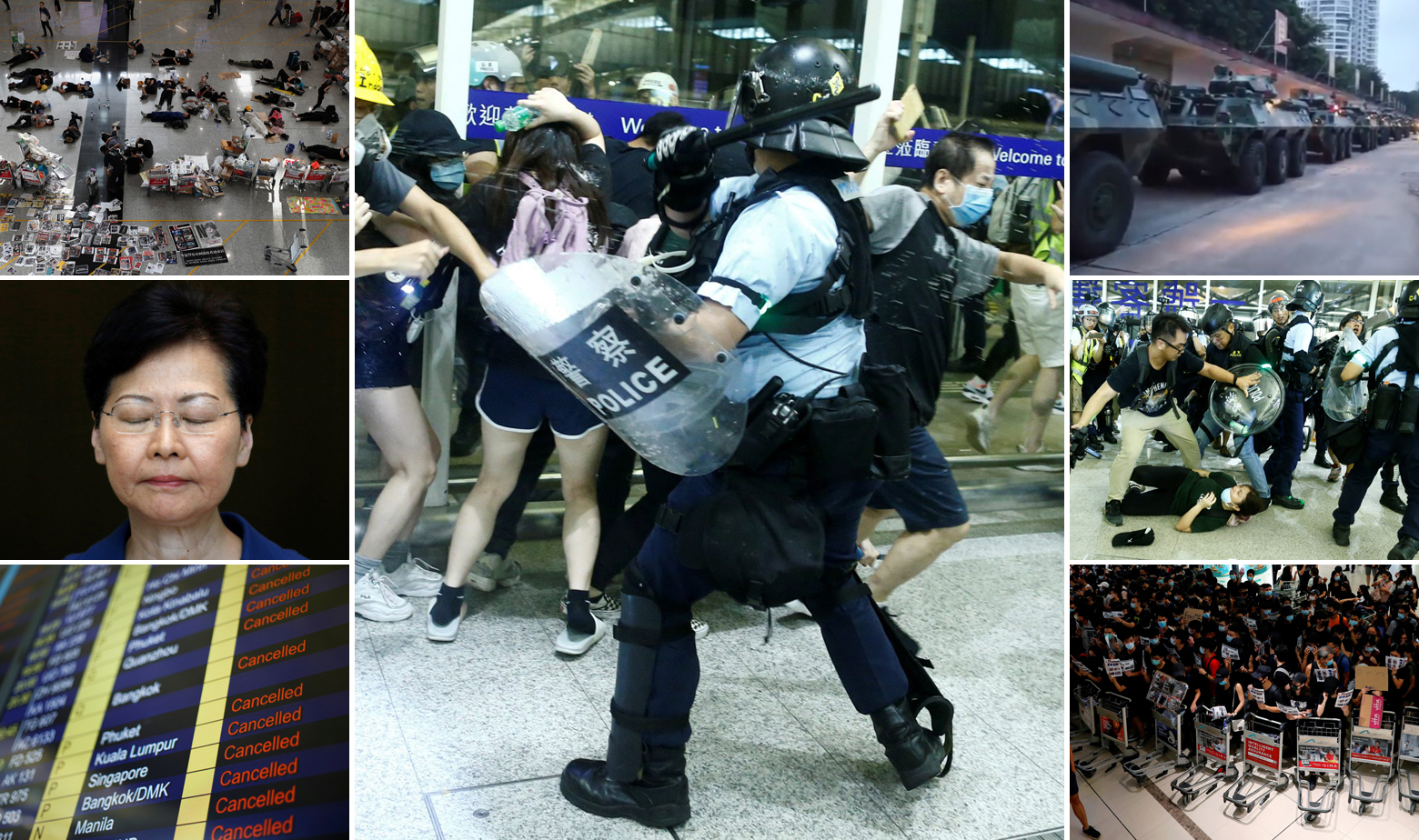 Sukobi prosvjednika i policije u Hong Kongu, kineska oklopna vozila u Shenzenu i Carrie Lam