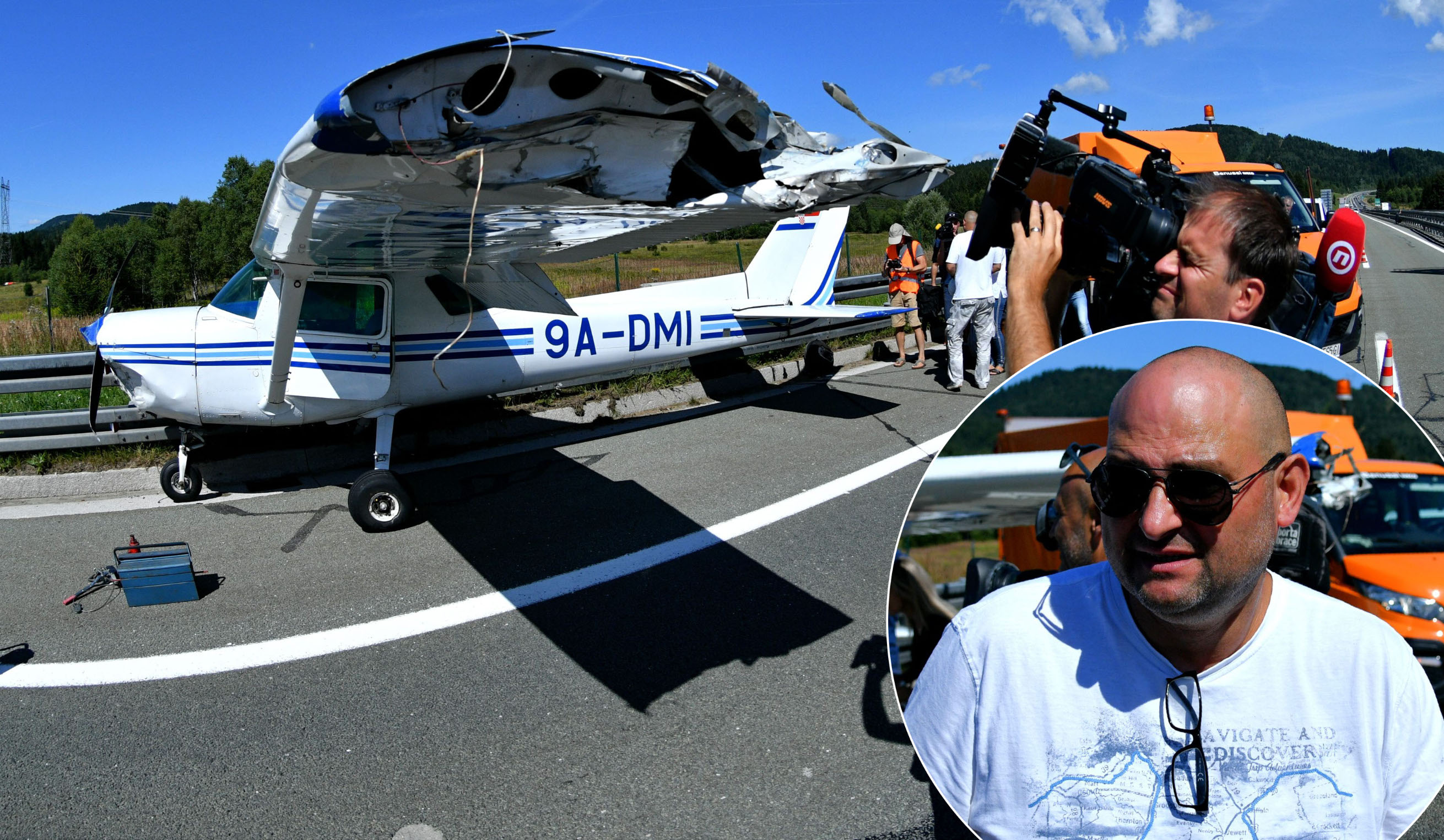 Sportski zrakoplov zbog kvara je sletio na autocestu Zagreb-Rijeka, pilot (u krugu)