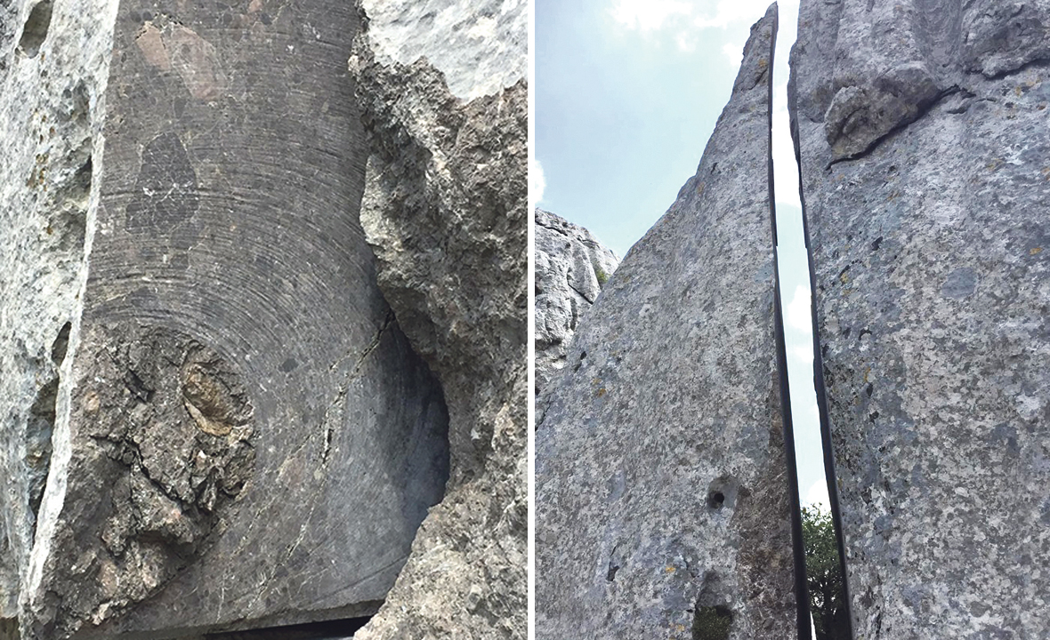 
Radnici “Kamena”, tvrtke Ante Jurjevića, posebnim su strojem, na molbu samoukog kipara, prije 17 godina,  ispilali komad stijene visoke 5 metara