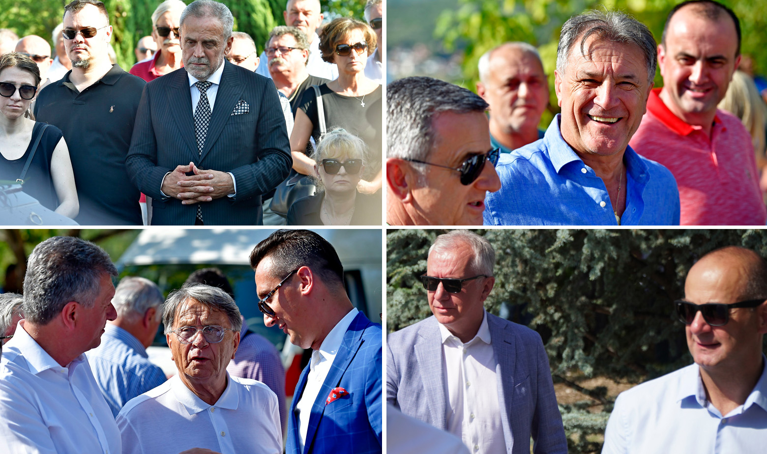 Gore: Milan Bandić i ožalošćena obitelj, Zdravko Mamić; Dolje: Milan Kujundžić, Miroslav Ćiro Blažević, Tomislav Madžar, Rajko Ostojić i Mirko Norac