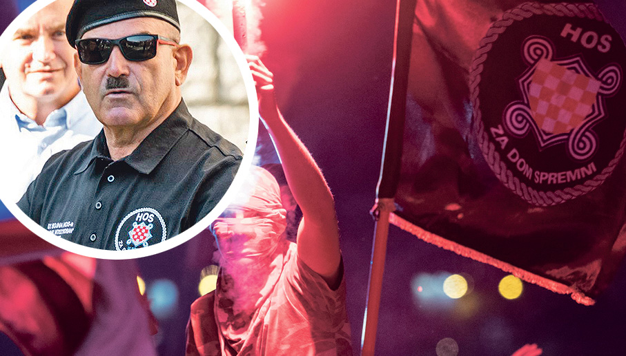 Koncert Marka Perkovića Thompsona u Splitu 4. kolovoza na kojem se moglo čuti “Za dom spremni”; HOS-ovac Marko Skejo (u krugu)