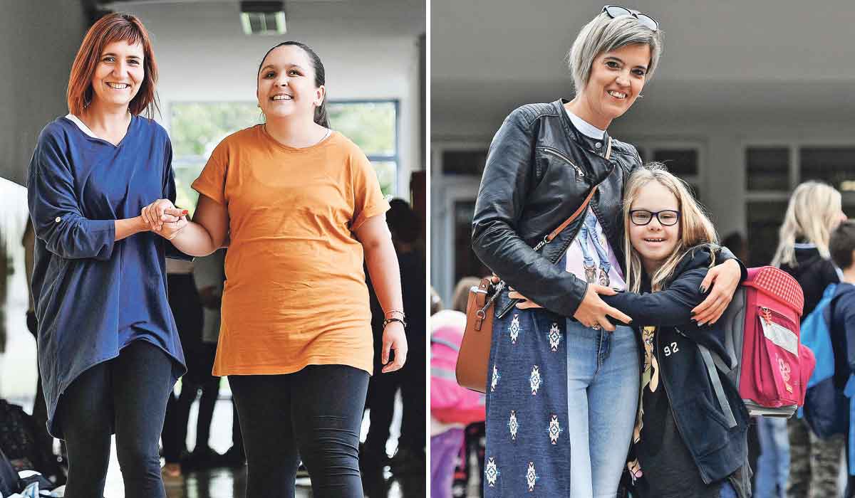 Tereza Glasnović i njezina asistentica u nastavi Ana-Marija Lovaković (lijevo); Mia Zuanović i njezina asistentica u nastavi Bojana Marjanović (desno)