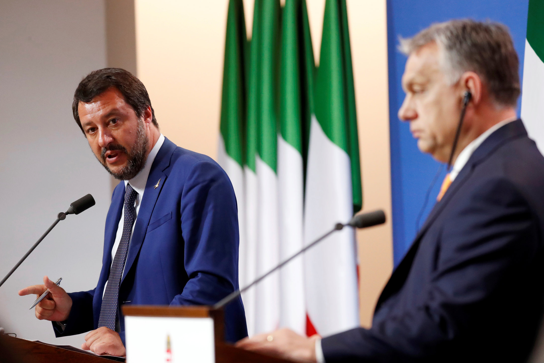 Former Italian Deputy Prime Minister Matteo Salvini and Hungarian Prime Minister Viktor Orban
