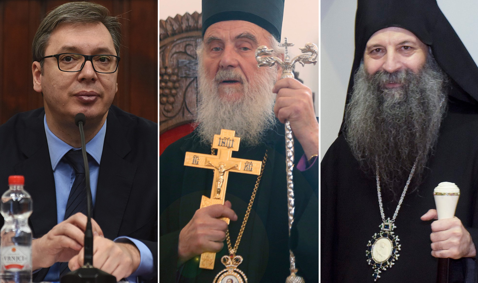 Aleksandar Vučić, patrijarh SPC-a Irinej i dr- Porfirije Perić, zagrebačko-ljubljanski mitroplit
