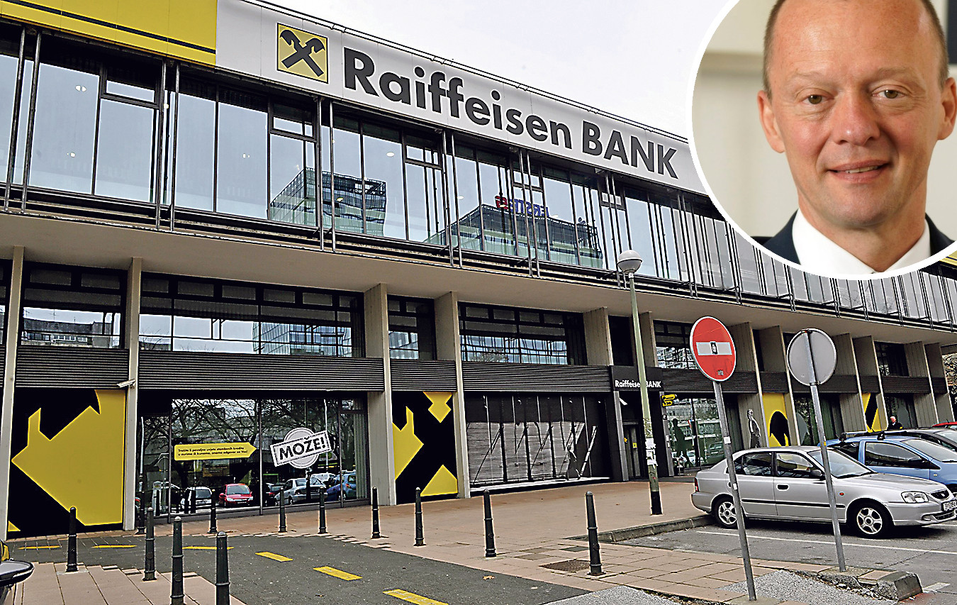 Zgrada Raiffeisen banke i Michael Georg Müller u krugu