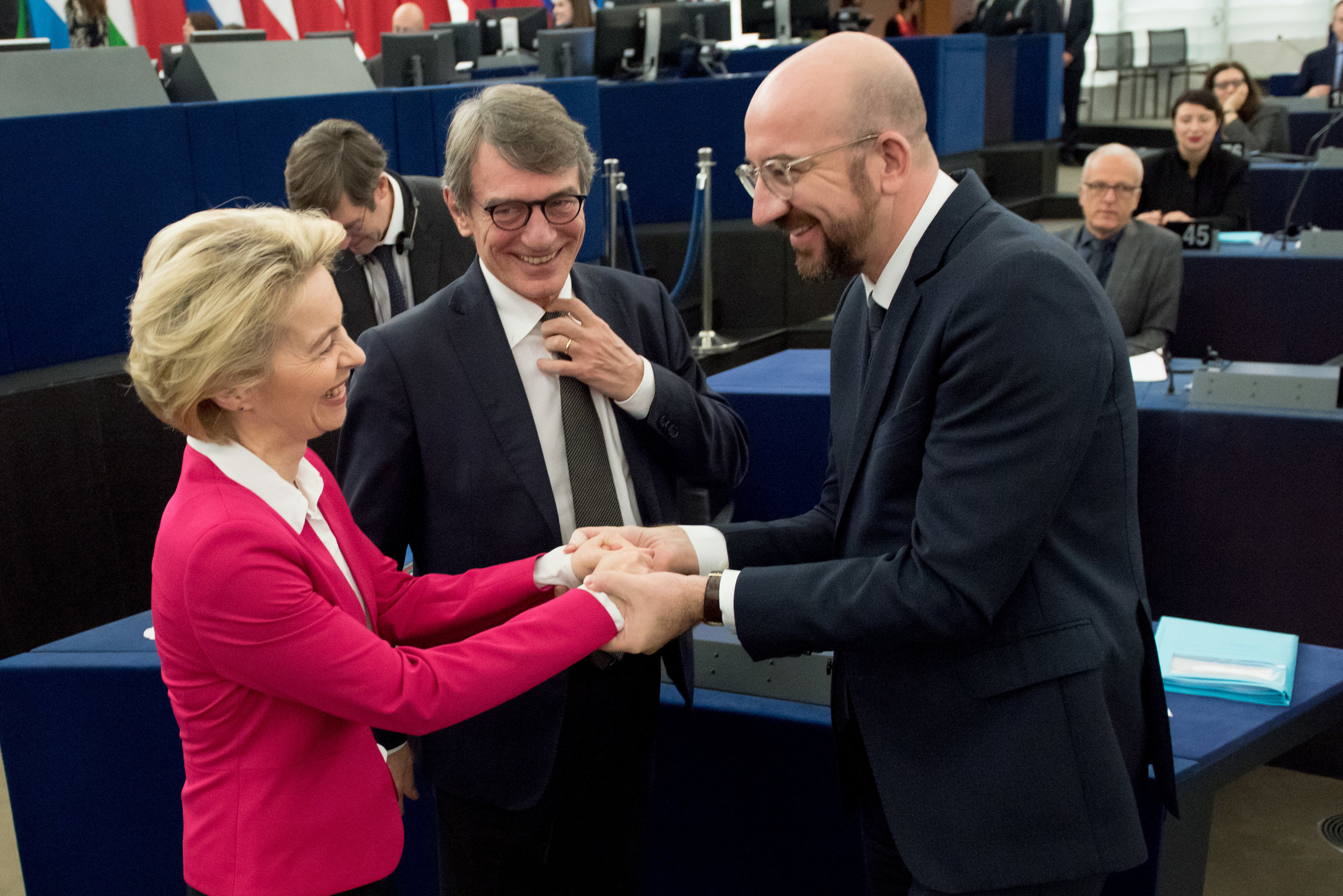 Troje presjednika: Ursula von der Leyen, David Sassoli and Charles Michel 