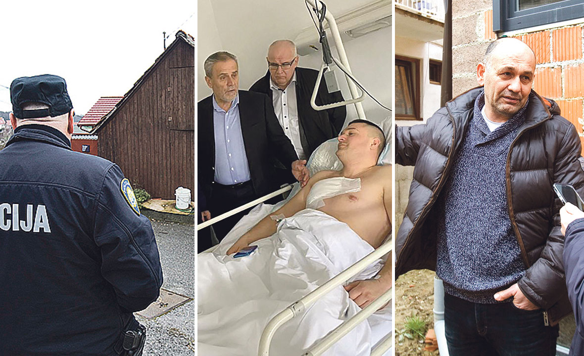 S. V. (desno), umirovljeni časnik 1. gardijske brigade Tigrovi, pratio je kriminalca do njegove kuće (lijevo), ranjenog djelatnika Čistoće Josipa Sabljića posjetio je Milan Bandić (u sredini)