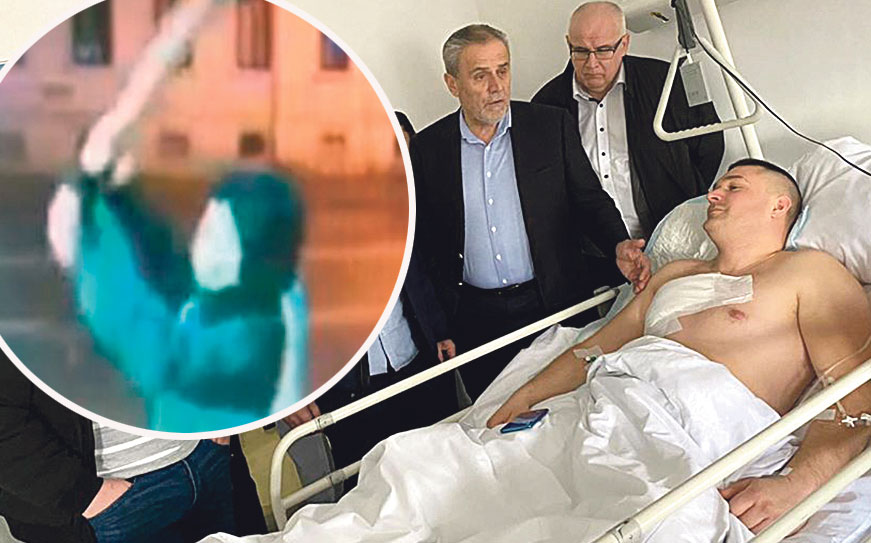 Mario Horvat (u krugu) kojeg je lani snimila kamera kako razbija izlog zlatarnice, u ponedjeljak je ranio radnika Čistoće Josipa Smiljčića (desno)