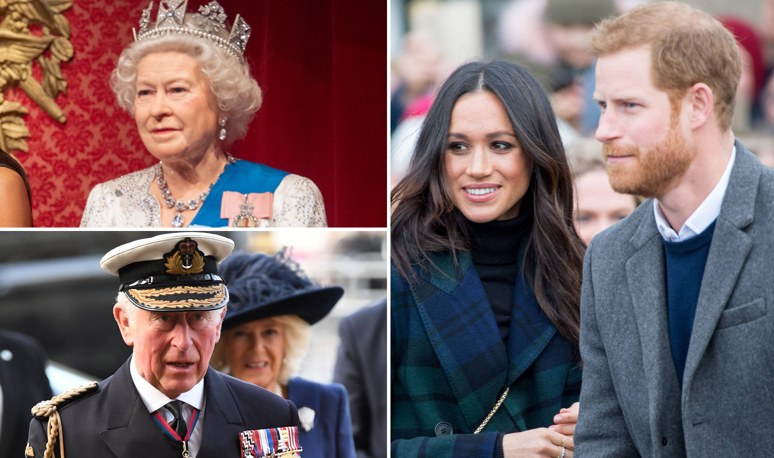 Kraljica Elizabeta II, princ Charles, Meghan Markle i princ Harry