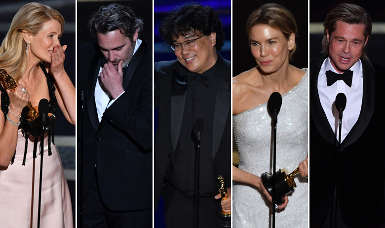 Laura Dern, Joaquin Phoenix, Bong Joon-ho, Renee Zellweger, Brad Pitt