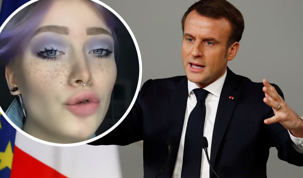 Emmanuel Macron (desno) i Mila (lijevo u krugu)