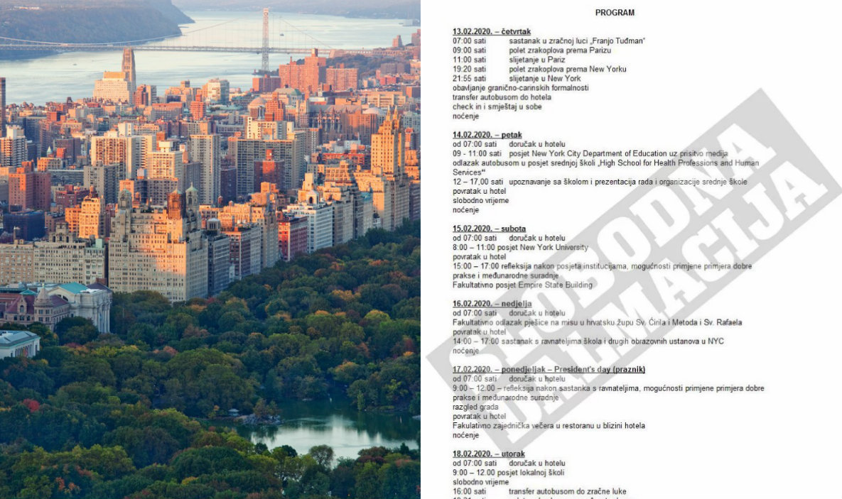 New York, Program putovanja