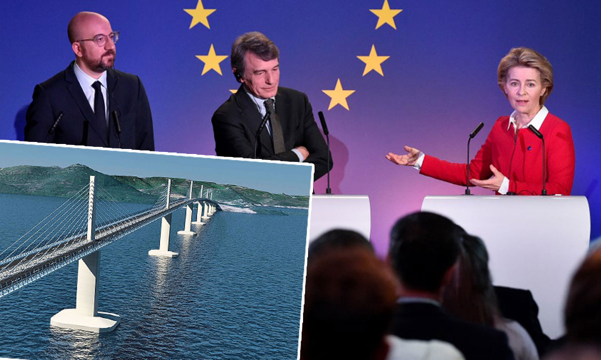 Charles Michel (predsjednik Europskog vijeća), David Sassoli (predsjednik Europskog parlamenta), Ursula von der Leyen (predsjednica Europske komisije)